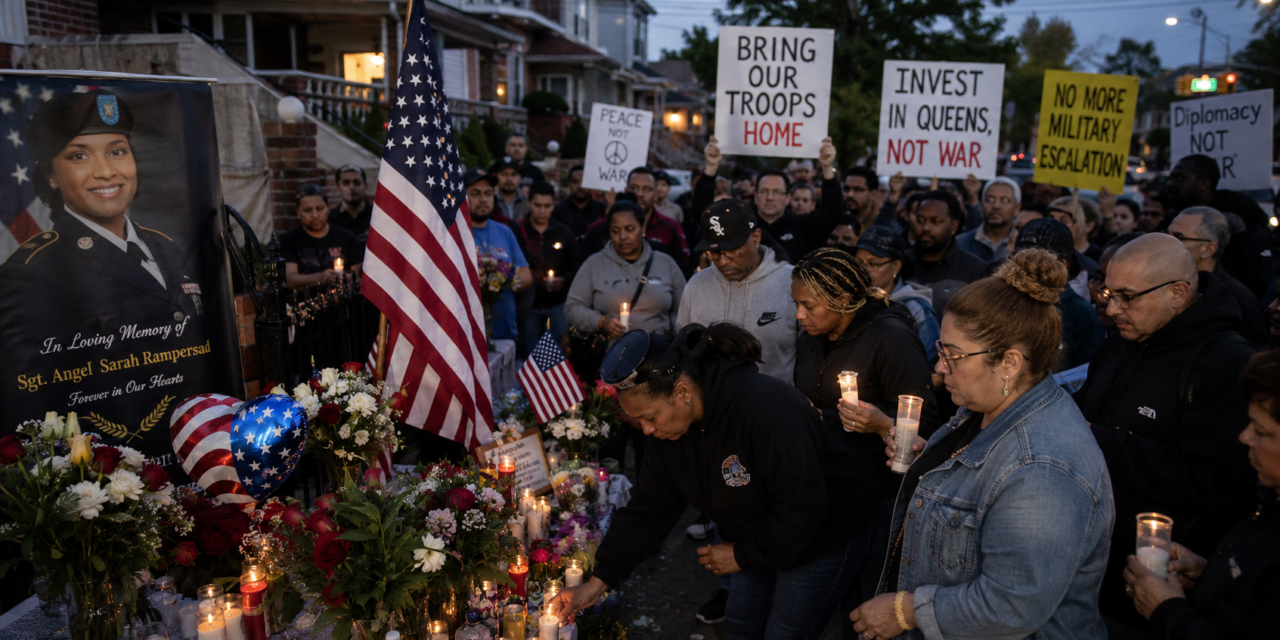 NYC Vigil for Fallen Queens Soldier Draws Calls for Military De-Escalation 
